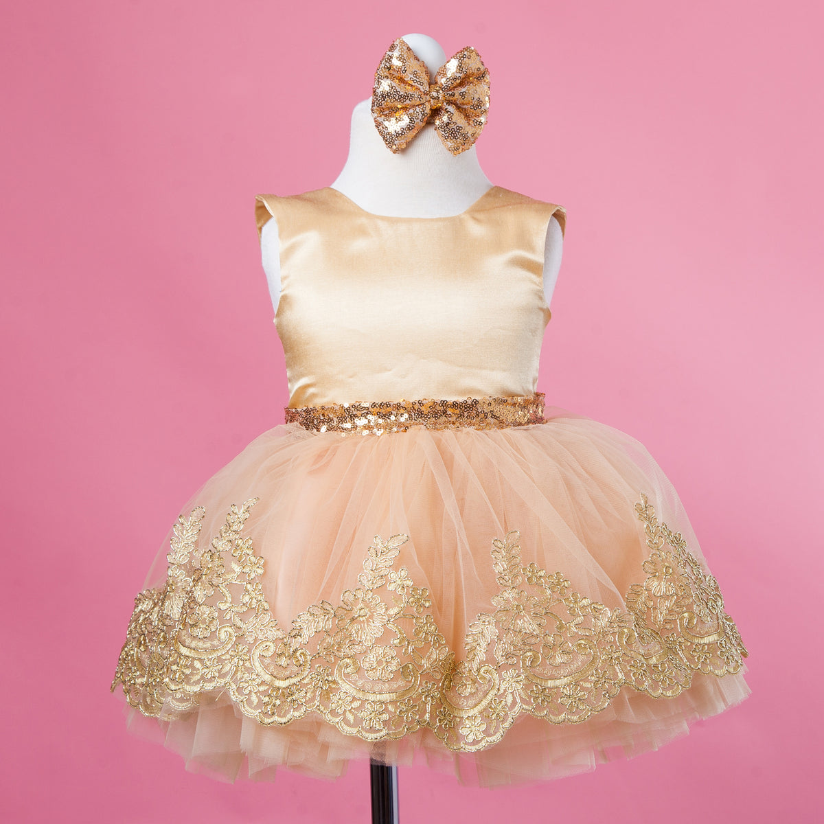 Eliza Gold Dress – Gala Kids Store