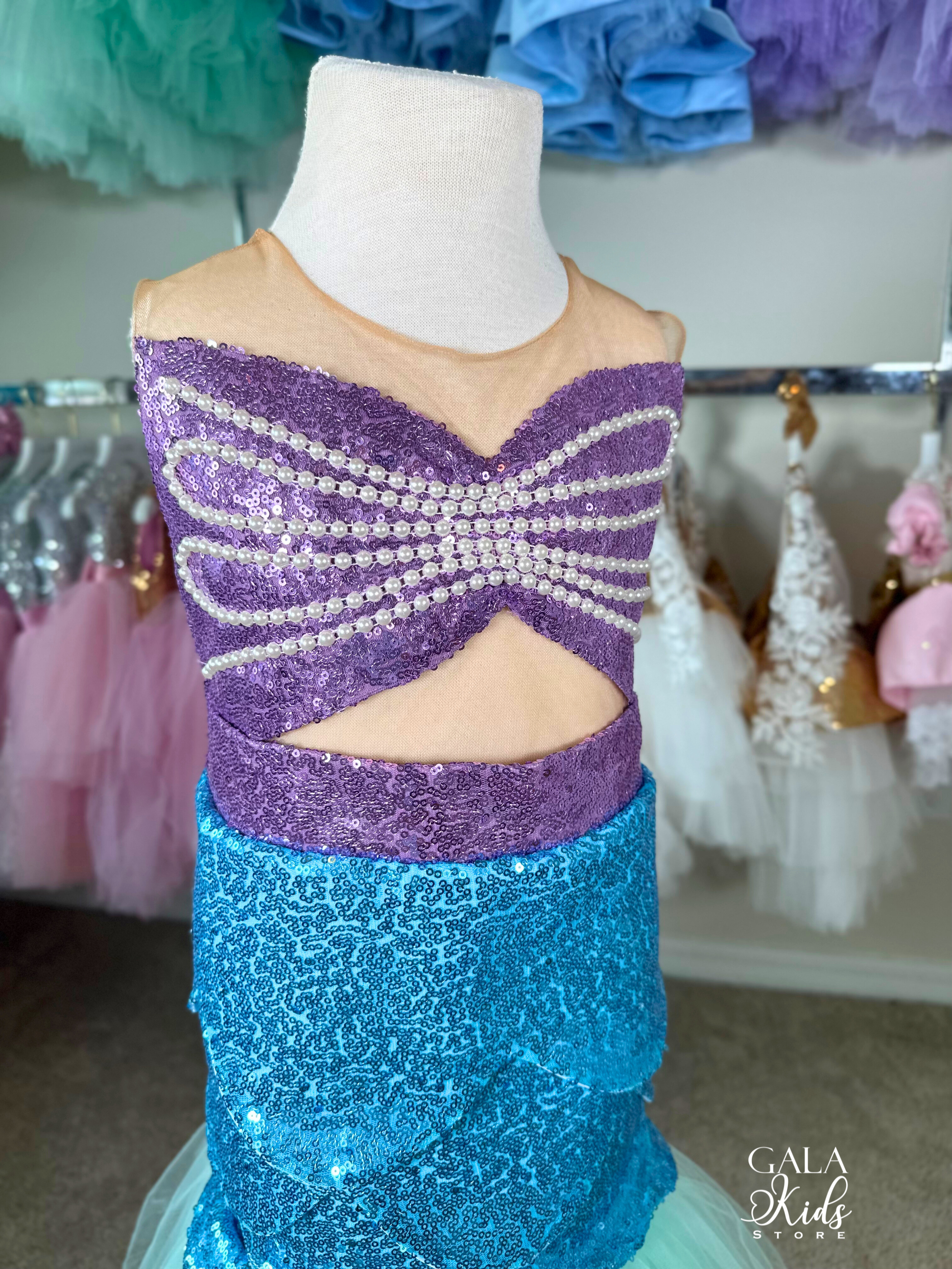 mermaid party dress up Little Adventures Mermaid Party Dress 2XL Age 9-11 Purple
