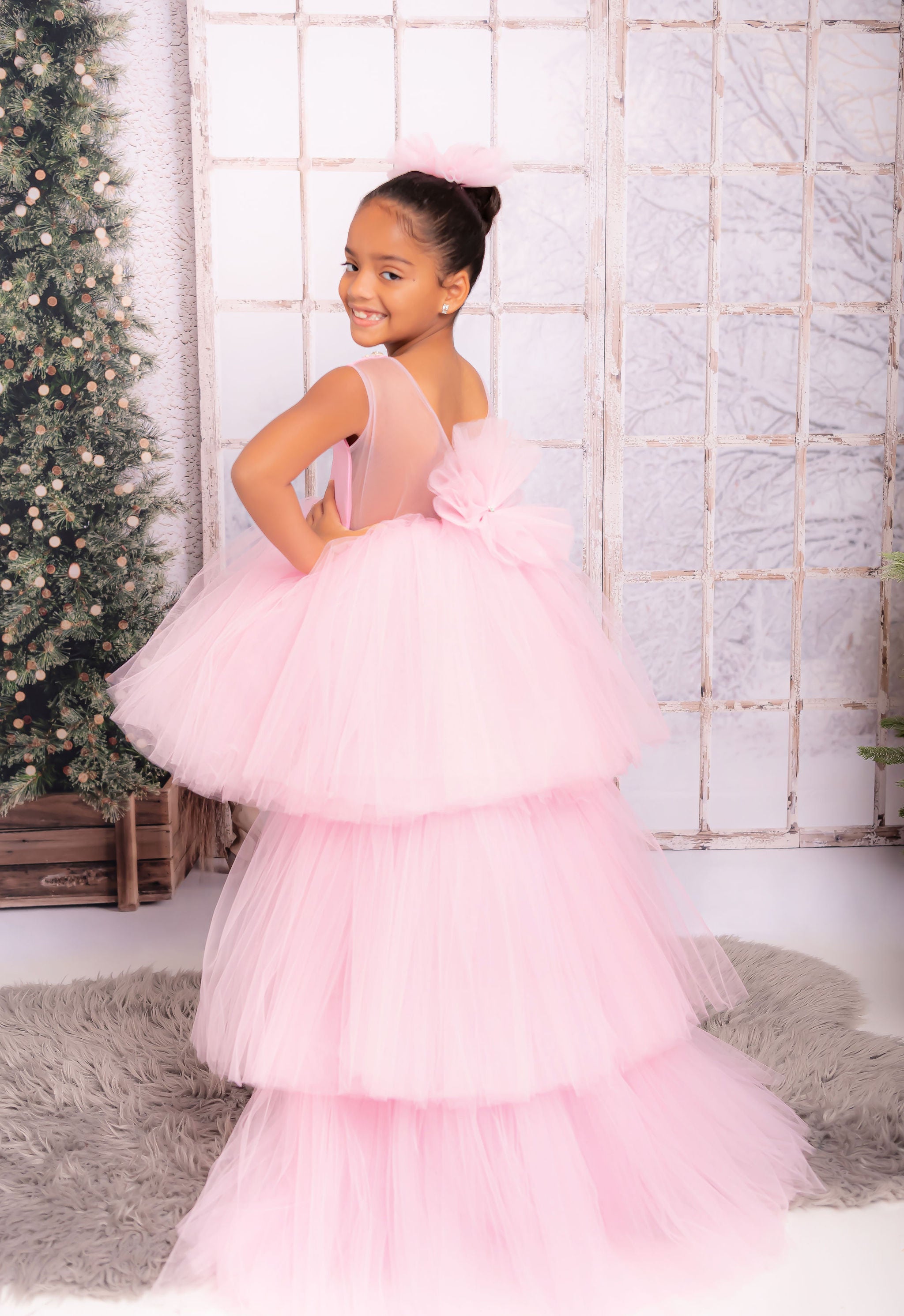 pink lily christmas dress Girls: The Emelia Light Pink Christmas Tree Novelty Dress, (7/8) - The Mint Julep Boutique
