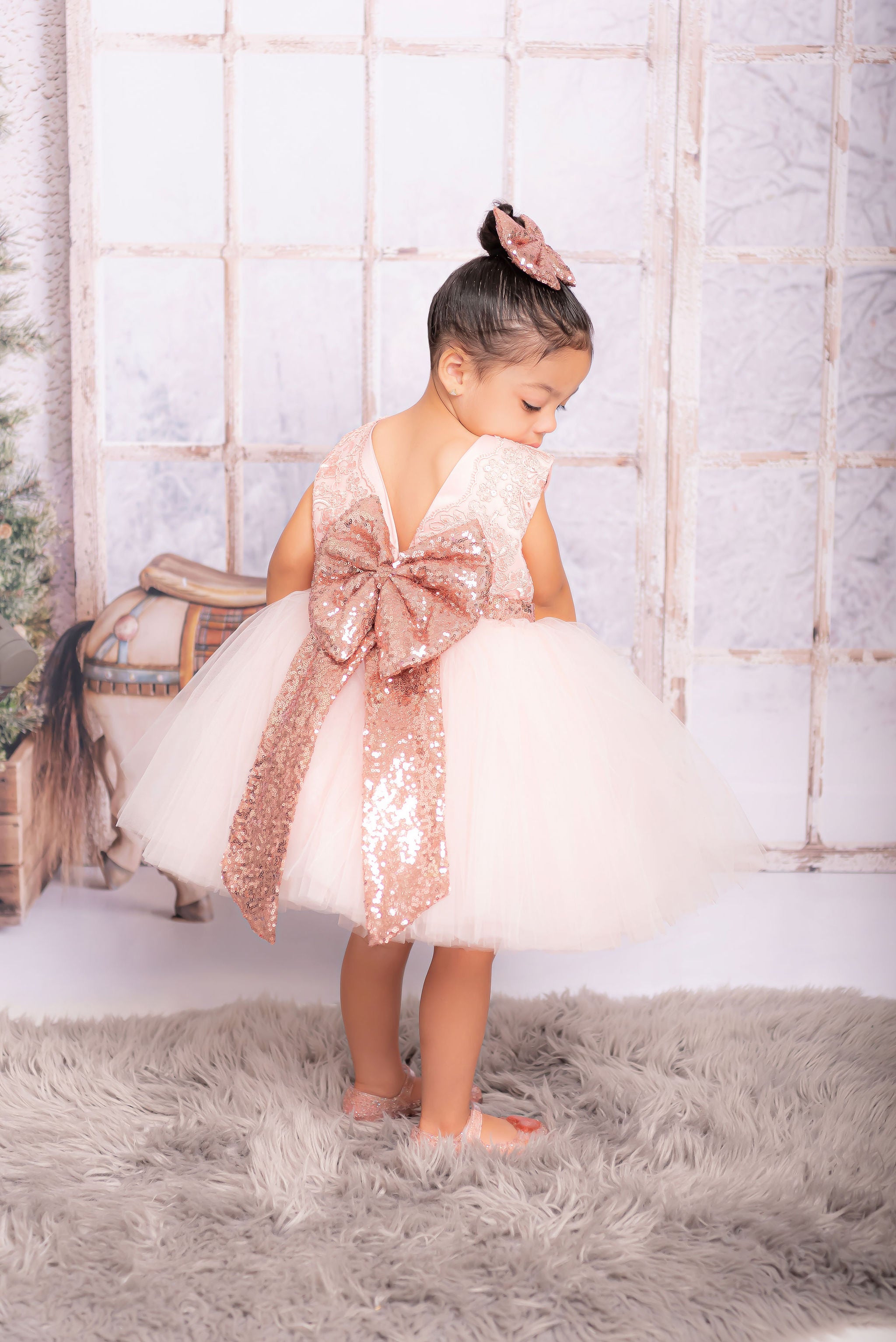 rose gold dresses for 12 year olds Shiny Rose Gold Girl's Pageant Dress One Shoulder Ball Gown FD2396C Viniodress